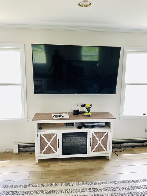 TV mounted on wall