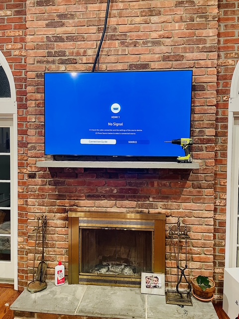 TV mounted on wall
